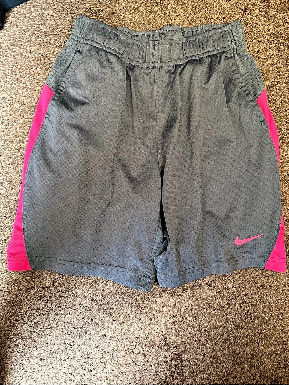 Nike Dri-FIT Athletic Shorts Gray & Pink Girls Medium